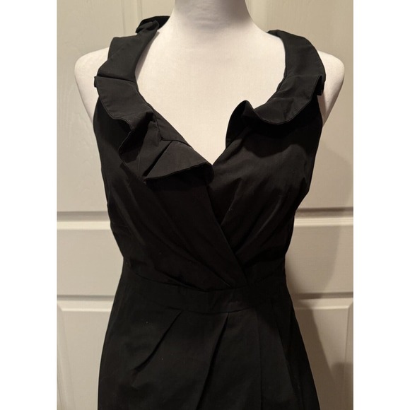 J.CREW Women’s 2 Black Ruffle Criss Cross Front Cotton Dress Black Classic Zip - Picture 2 of 7